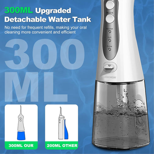 Cordless Water Flosser for Teeth: Portable Dental Oral Irrigator for Travel, 300ML Cleaning Picks
