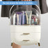 Makeup Organizer, Waterproof 2-Layer Cosmetics Display Case, Skincare Storage Box (White A)