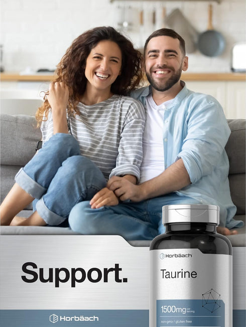 Horbaach Taurine 1500mg Capsules, 180 Count, Non-GMO and Gluten Free Supplement