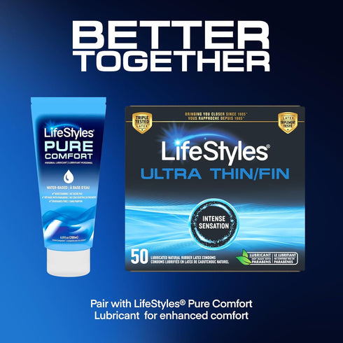 Pack, 50 Count Lifestyles Ultra Thin Natural Rubber and Lubricated Latex Condoms Value