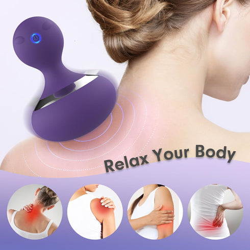 MANFLY Cordless Electric Handheld Massage Ball, Rechargeable Body Neck Massage Tool (Purple)