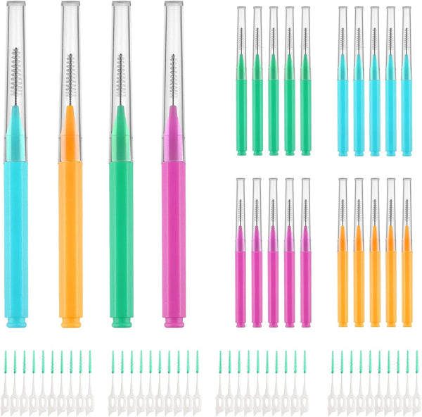 60Pcs Interdental Brush Set, 20Pcs Tooth Flossing Head for Oral Hygiene with 40pcs Disposable Braces Flossers