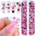 Holographic Nail Art Glitter Sequins, 3D Pink Black Flakes Designs, Love Heart Butterfly Star Floral Supplies for Women