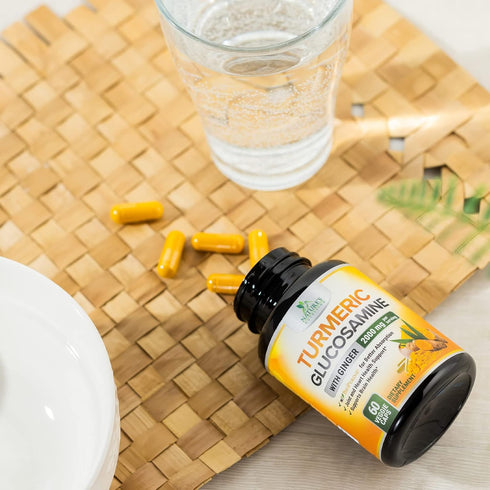 Nature's Tumeric Turmeric Curcumin Supplement with BioPerine, Ginger & Glucosamine, 2000mg, 60 Vegan Capsules