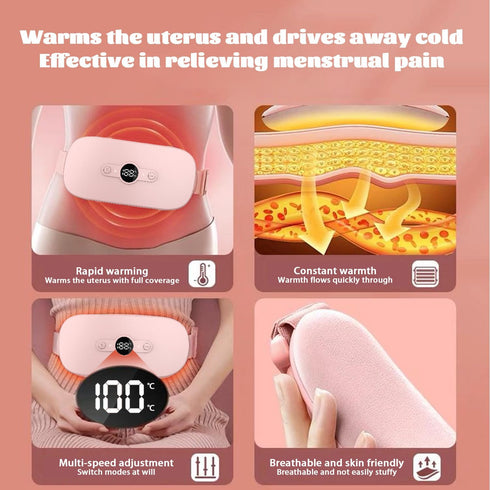 Heating Pad for Period Cramps Portable Menstrual Cordless Electric Heated Pads for Pain Relief with Massager