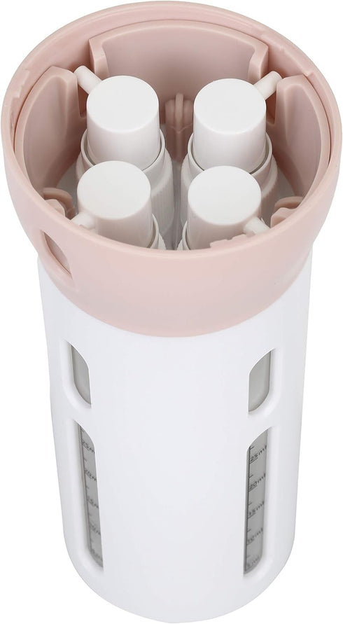 Travigo 4-in-1 Travel Dispenser Bottle, TSA Approved, Includes Four 1.4 oz. Reusable Cosmetic Toiletry Containers