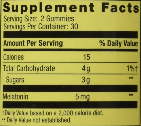 Spring Valley Adult Gummy Melatonin, 5mg, Natural Strawberry Flavor, Single Bottle with 60 Gummies