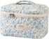Large Travel Quilted Makeup Bag for Women, Floral Cotton Cosmetic Bag, Aesthetic Floral Toiletry Organizer