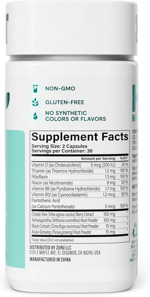 HABIT PMS Support Supplement for Women - 60 Capsules for Hormone Balance & Mood Support, Non-GMO.