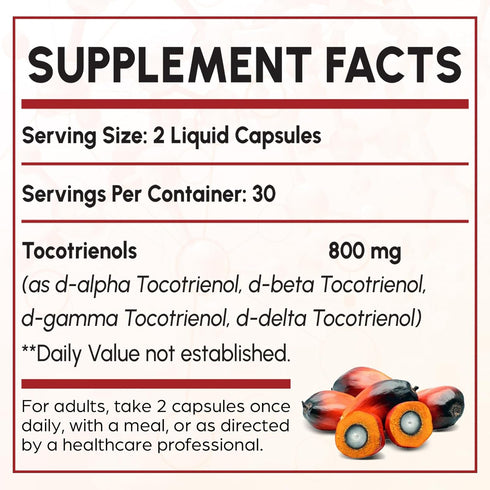 Tocotrienol Supplement - Full Spectrum Vitamin E-Tocotrienols 800mg, Powerful Antioxidant, Cardiovascular Support, 120