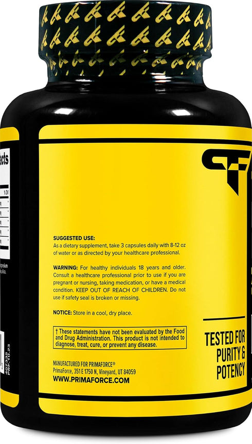 Primaforce Nitric Oxide Booster, 2,250mg, 120 Capsules, 40 Servings for Pre-Workout and Post-Workout