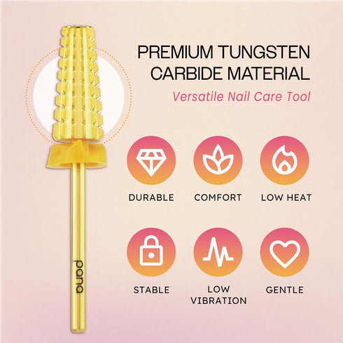 PANA Nail Carbide 5 in 1 Bit - Two Way Rotate for Acrylic or Hard Gel, 3/32" Shank, Double Coarse
