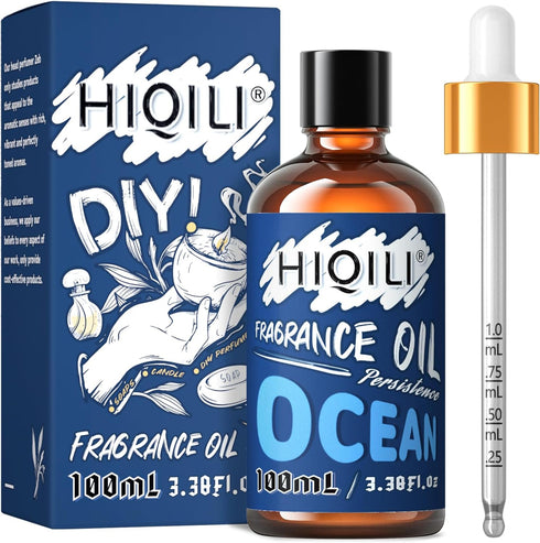 HIQILI Ocean Fragrance Oil 100ml for Diffuser, Car Freshies, Clean Fresh Scent for Candle Making, Soap, Laundry