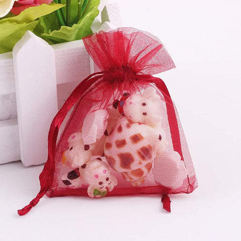 Wuligirl 100pcs Sheer Organza Bag 4X6 with Drawstring - Jewelry Pouches for Party Wedding Favors