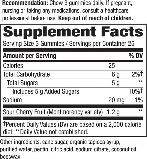 Nature's Way Tart Cherry Ultra Gummies - Antioxidant Support from Anthocyanins, 75 Count