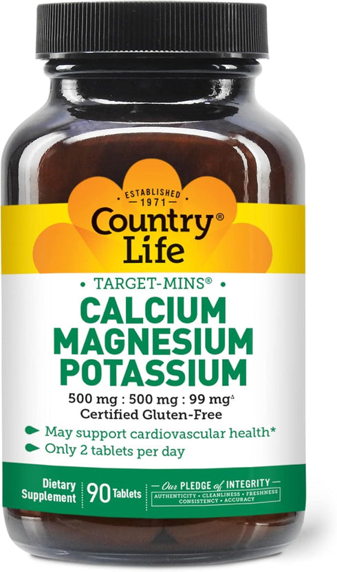 Country Life Calcium-Magnesium-Potassium, 90 Tablets