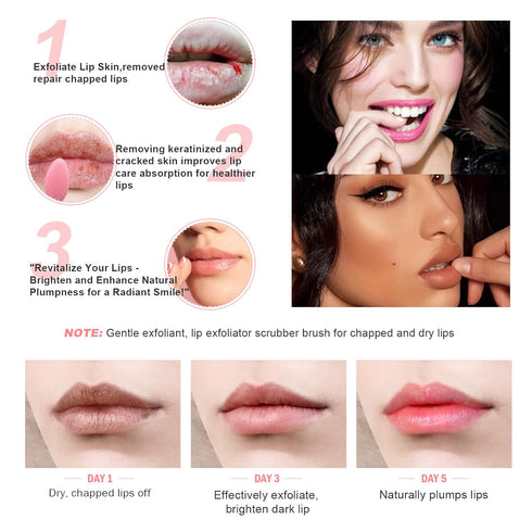 Lip Scrub Brush - Double-Sided Silicone Exfoliating Tool for Smooth, Soft, Bright, and Healthy Lips (3 PCS)