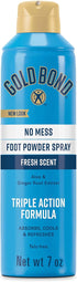 Gold Bond No Mess Talc-Free Foot Powder Spray, 7 oz., Fresh Scent with Triple Action Formula