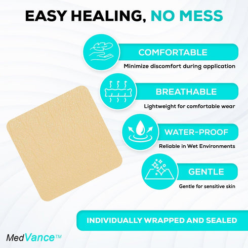 MedVance TM Silicone Adhesive Foam Absorbent Dressing, 6"x6", Box of 5