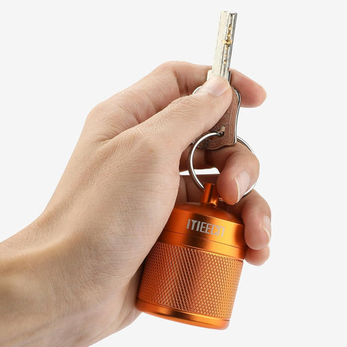 Keychain Pill Organizer, Waterproof Aluminum Container for Outdoor Travel Camping, Size: 1.6 x 1.6 x 2 in (Orange)