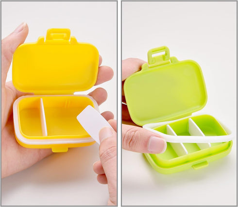 JOVITEC 4 Pack Small Pill Cases - Plastic Waterproof Pill Organizer Box with 3 Removable Compartments