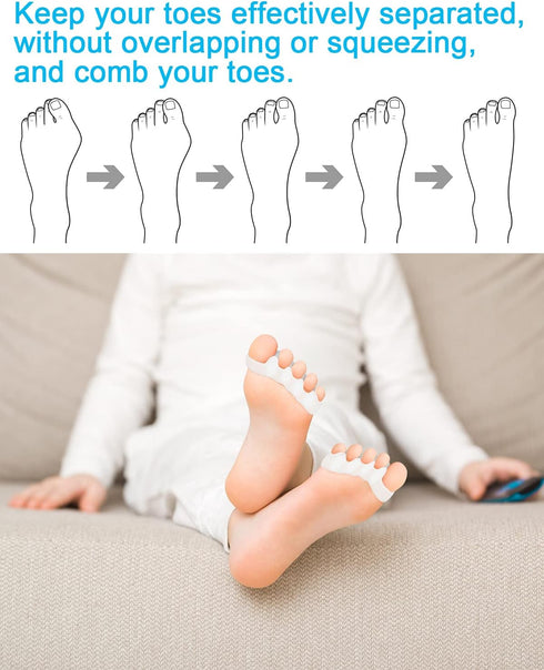 Soft Toe Spacers for Correct Toes Alignment, 3 Pairs Gel Separators Bunion Corrector for Children Foot Pain Relief