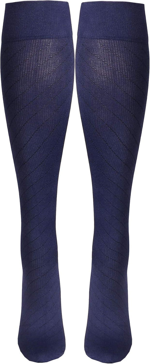 NuVein Knee High Compression Socks, Medical Grade 15-20 mmHg for Leg Circulation, Large, Navy, 1 Pair for Men and Women