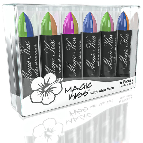 Pack of 6 Magic Kiss Color Changing Matte Lipstick Set, Long Lasting Moisturizer with Aloe Vera