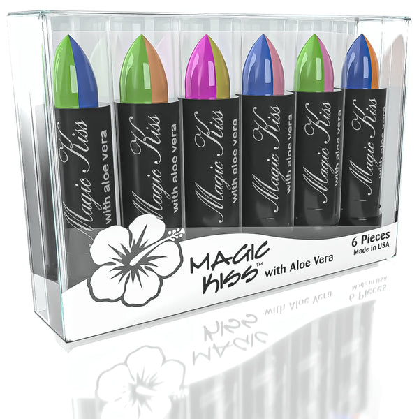 Pack of 6 Magic Kiss Color Changing Matte Lipstick Set, Long Lasting Moisturizer with Aloe Vera