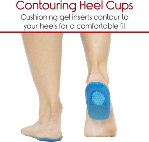 Vive Envelop Gel Heel Cups, Cushion for Women, Men, Plantar Fasciitis Support, Foot Pain Relief