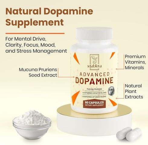 Dopamine Supplement - Mucuna Pruriens Seed Extract with Premium Vitamins & Minerals for Mental Clarity, 60 Capsules