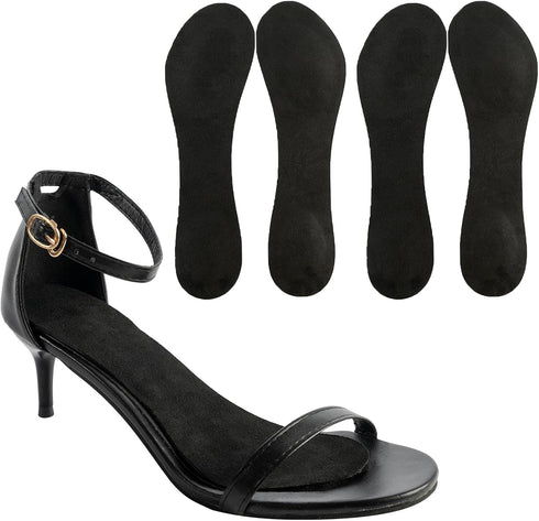 2 Pairs Gel High Heels Sandals Cushion Insoles, Non-slip Invisible Inserts for Flats, 3/4 Length Pads, Black