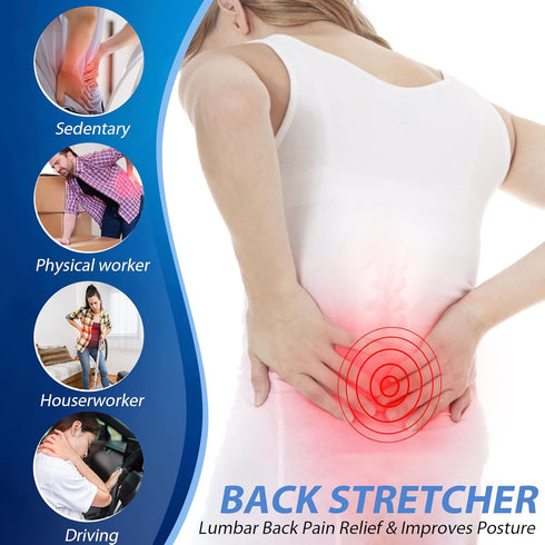 Back Stretcher for Lower Back Pain Relief, 3 Level Adjustable Lumbar Cracker Board, Spine Decompression