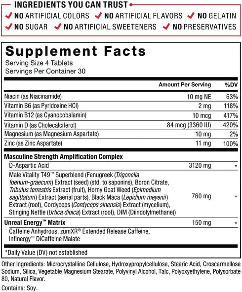 FORCE FACTOR Test X180 Boost - Testosterone Booster and Energy Supplement for Men, 120 Tablets
