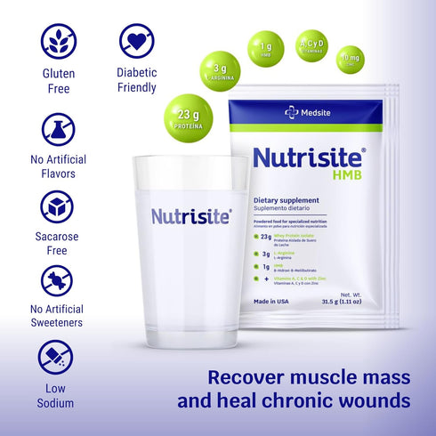 Nutrisite HMB, Special Medical Purpose Food, 31.5 G (1.11 Oz), Modular Powdered Formula with Whey Protein Isolate,