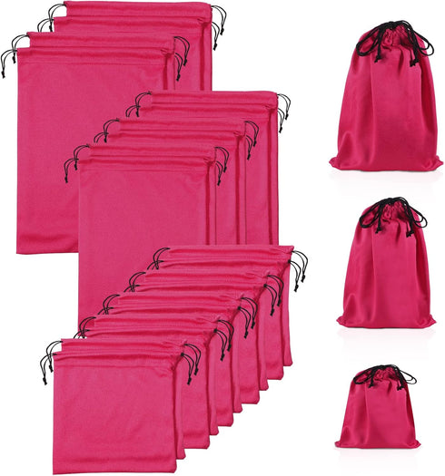 Hillban 20 Pcs Adult Game Toy Storage Bags, Microfiber Drawstring Bags for Game Toy Organizer, 3 Sizes (Pink)