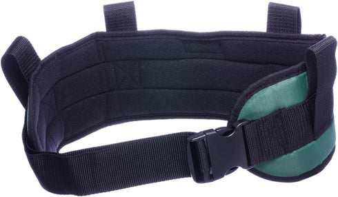 COW&COW Padded Gait Belt with 4 Handles and Quick Release Buckle (Green, 5.5 inches, M/28inches-48inches)