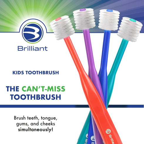 Brilliant Oral Care Kids Toothbrush, Soft Bristles, Round Head, Royal Blue, Ages 5-9 Years, 1 Pack