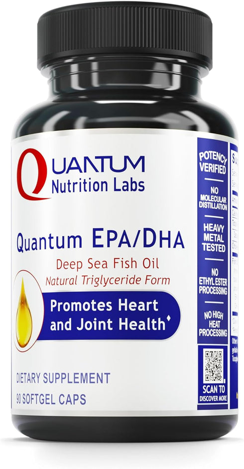Quantum Nutrition Labs EPA DHA Fish Oil Softgels - Omega 3 Supplement, High Quality Omega 3 Fatty Acids, 90 Softgel