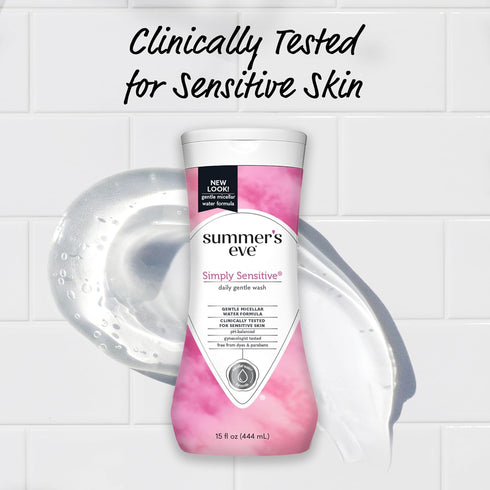 Summer's Eve Simply Sensitive Daily Gentle Feminine Body Wash, 15 fl oz, pH Balanced