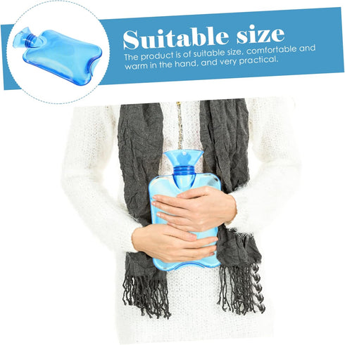 Transparent Blue Hot Water Bottle Portable Reusable Thick Hot Water Bag for Winter Hand Warmer Household Heating Pad
