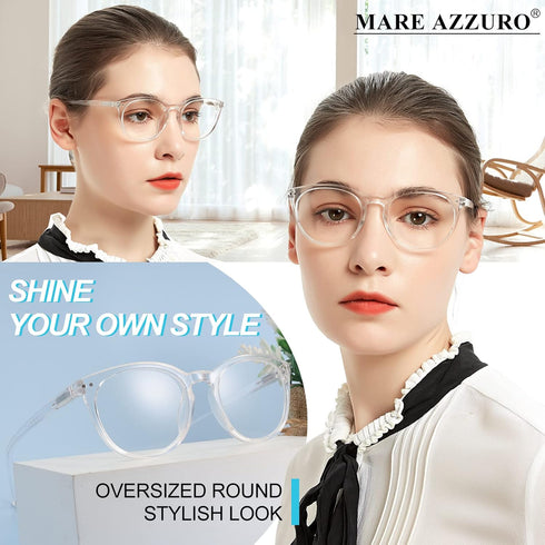 MARE AZZURO Reading Glasses 3.50 - Trendy Durable Readers for Large Women