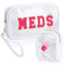 Hillban 2 Pcs Medicine Bag, Chenille Letter Preppy Clear Makeup Meds Travel Bag, PVC Transparent Cosmetic Pouch Set