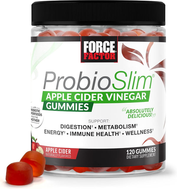 Force Factor ProbioSlim Apple Cider Vinegar Gummies | 120 Count | Organic, LactoSpore Probiotics and Prebiotics to