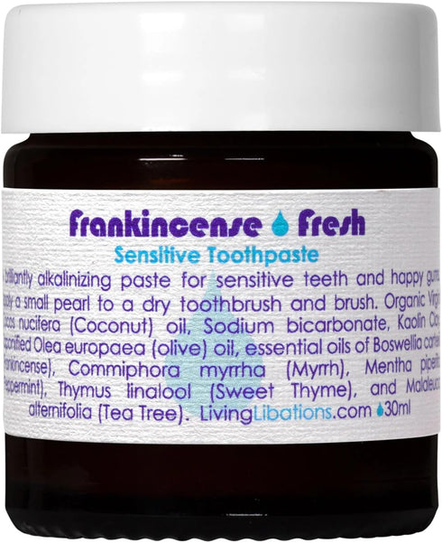 Living Libations Organic Frankincense Fresh Sensitive Toothpaste - Natural Clean Beauty (1 oz | 30 mL)