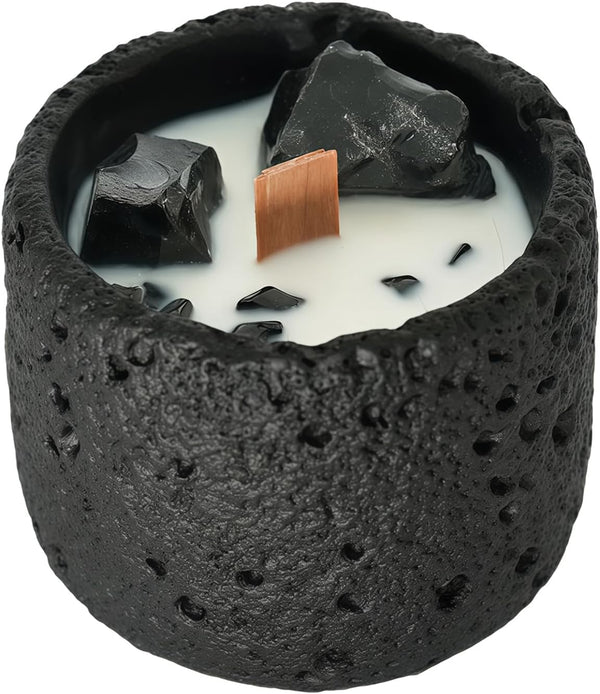 LUXE COVE Scented Candle, Soy Candle, Non-Toxic Aroma Candles, Ebony Scented, Obsidian Crystal, Gift