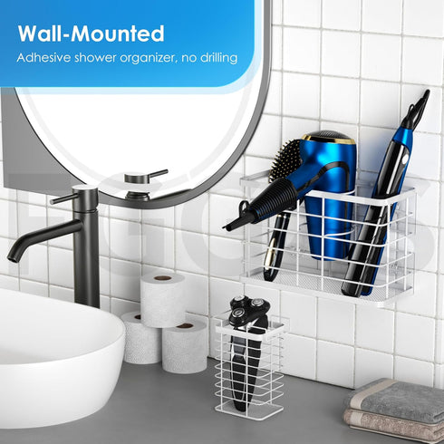 Hair Tool Organizer Wall Mounted, 3 in 1 Dryer Holder for Flat Iron, Curling Straightener, Styling Tools Storage Basket