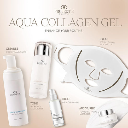 Project E Beauty Aqua Collagen Gel, 24-Hour Hydration, Anti-Aging Brightening Treatment, 50ml