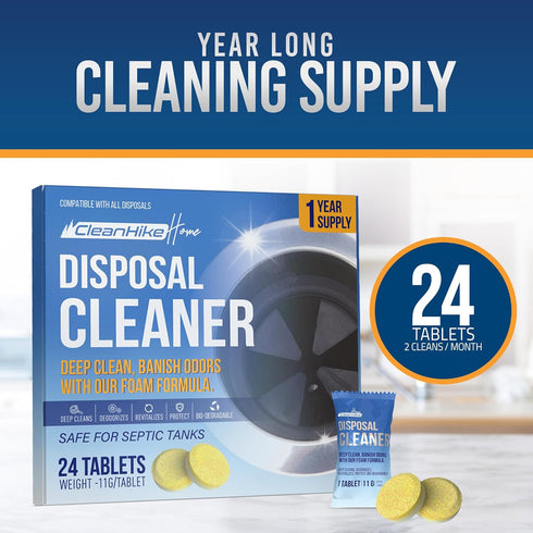 Garbage Disposal Cleaning Deodorizer Tablets - (24 Pack), Super Fresh Lemon Foam Deep Cleaning Action for Kitchen Drain