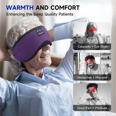 TOPOINT Sleep Mask Headphones, Bluetooth Wireless 5.2 Cotton Eye Mask for Sleeping, Travel Music Headsets